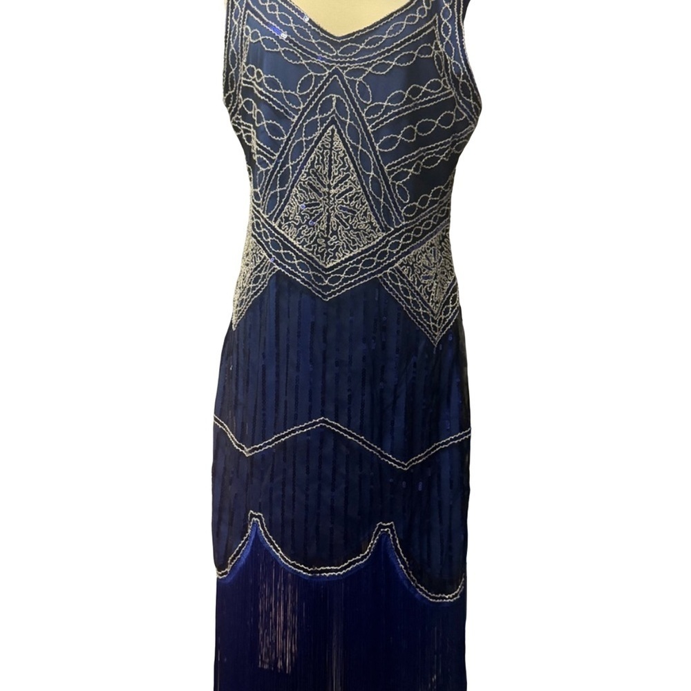 Elegant Blue Beaded Dress
